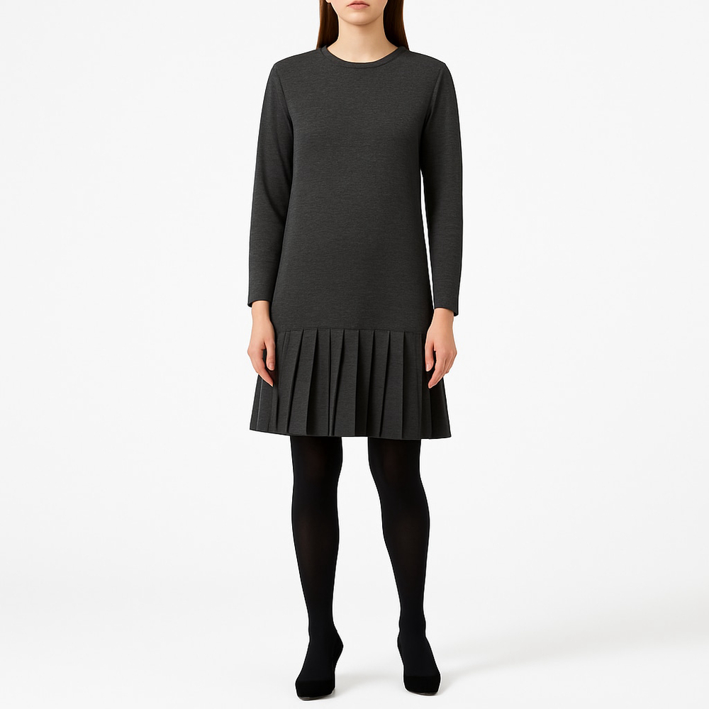 Elegant Long Sleeve Gray Dress